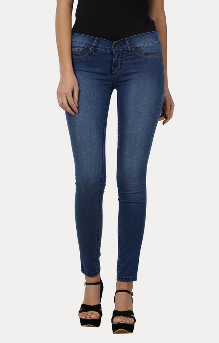 Women's Blue Cotton Skinny Jeans