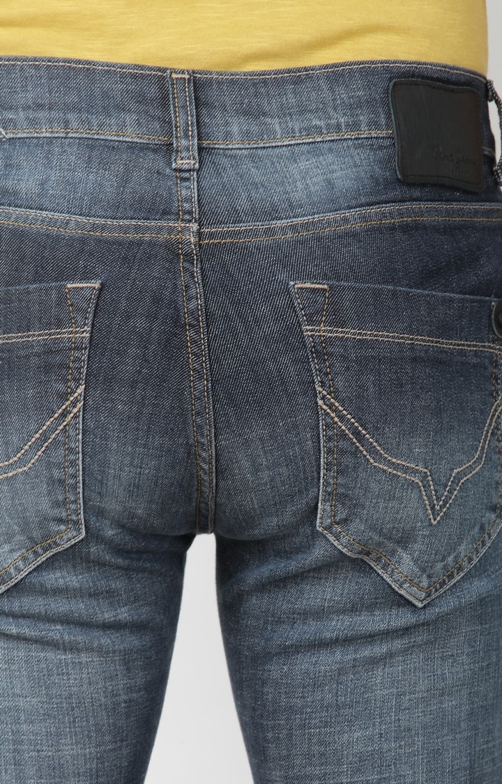 Pepe Jeans | Men Blue Denim Straight Jeans 4