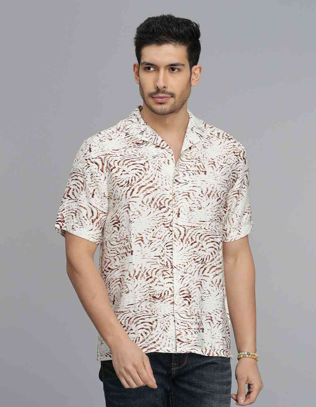 ROOKIES MENS CASUAL SHIRT H/S RJS2660B BROWN