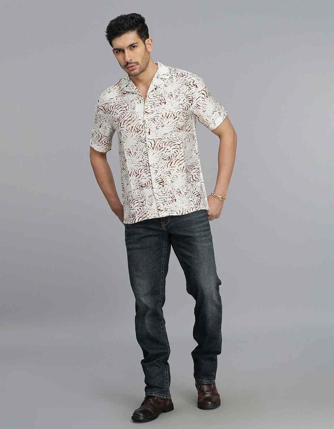ROOKIES MENS CASUAL SHIRT H/S RJS2660B BROWN