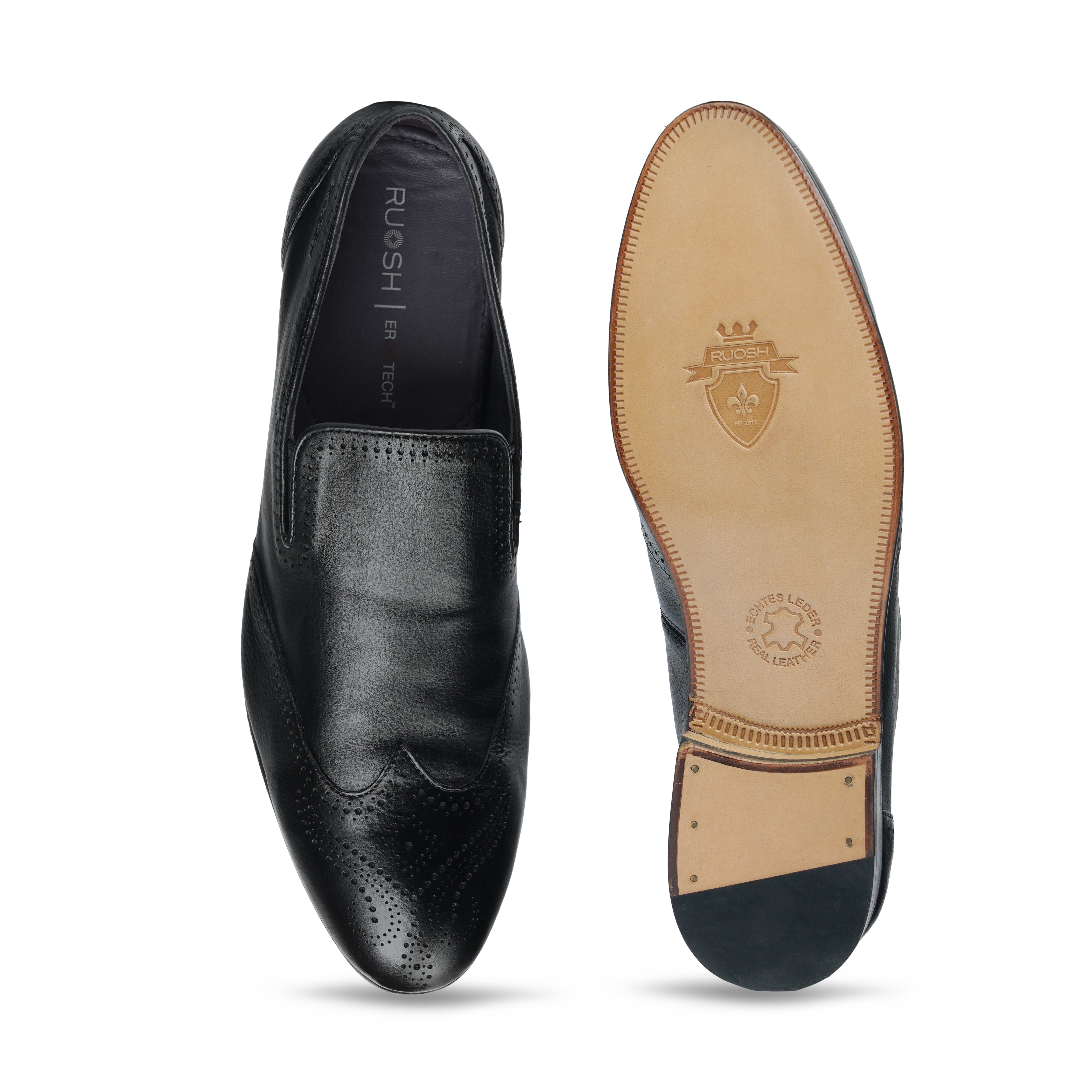 Ruosh Mens Black Austin Formal Slip Ons