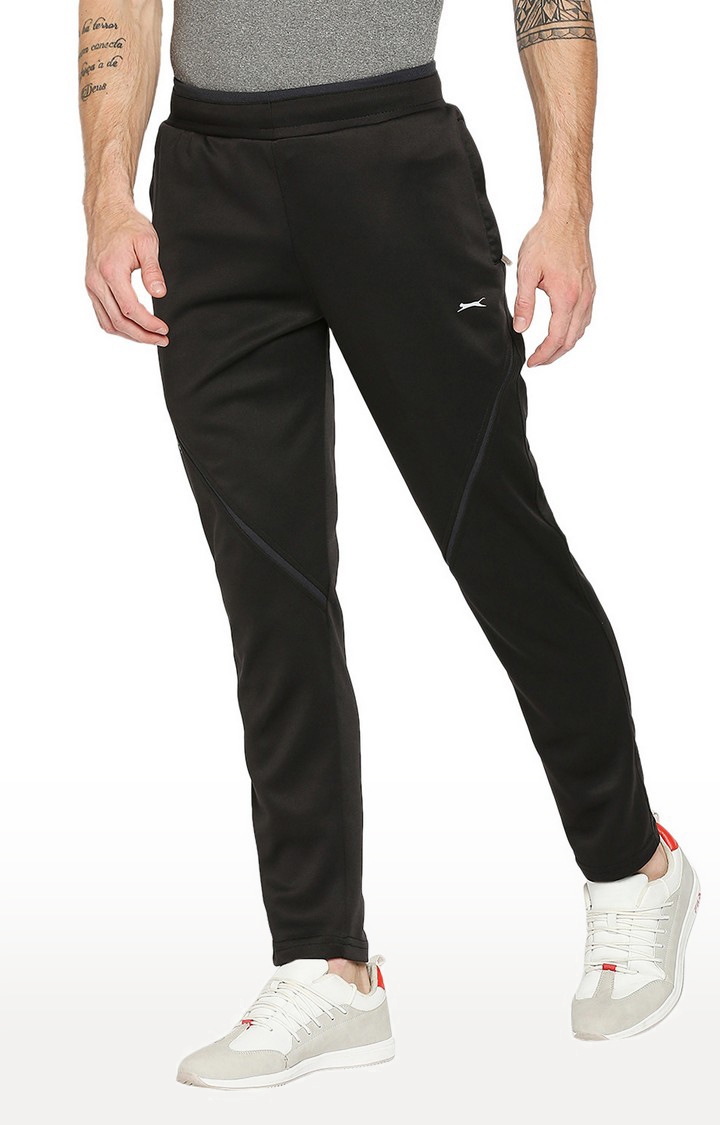 BLACK PANTHER | Men's  Black Polyester Solid Trackpants 1