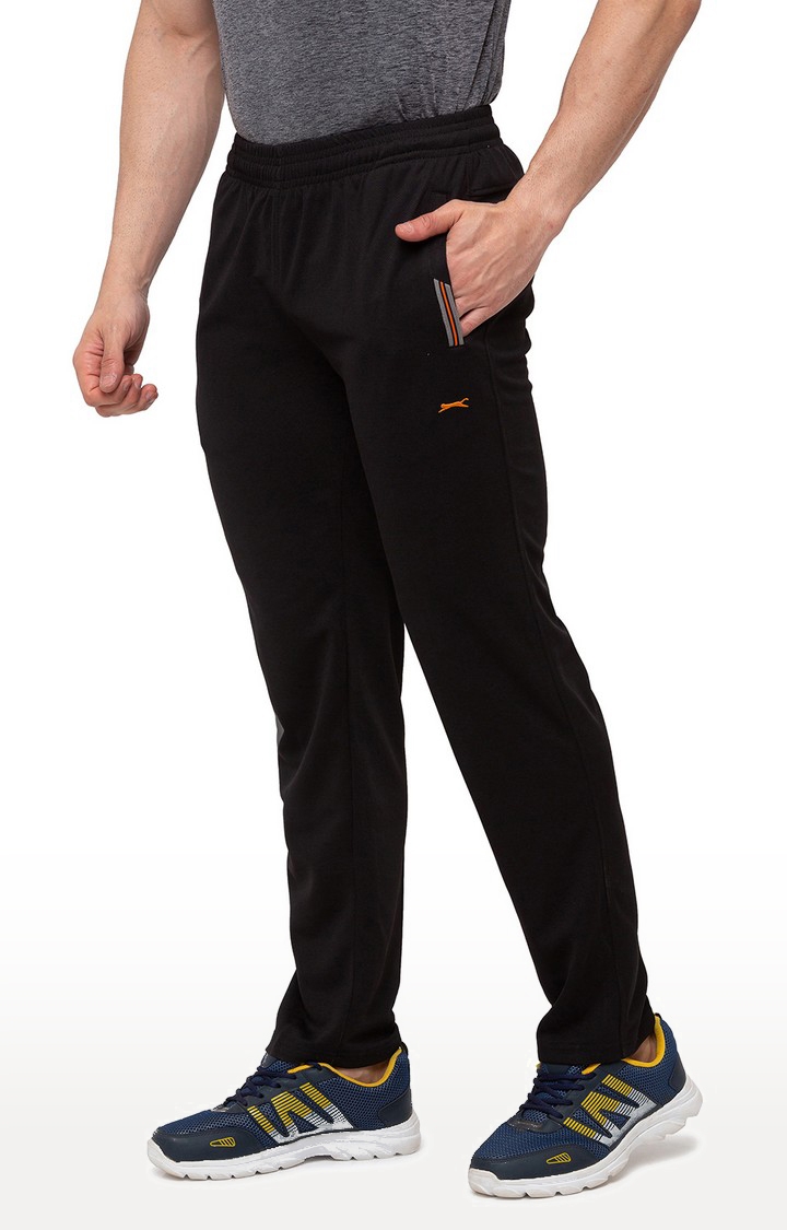 BLACK PANTHER | Men's  Black Polyester Solid Trackpants 2