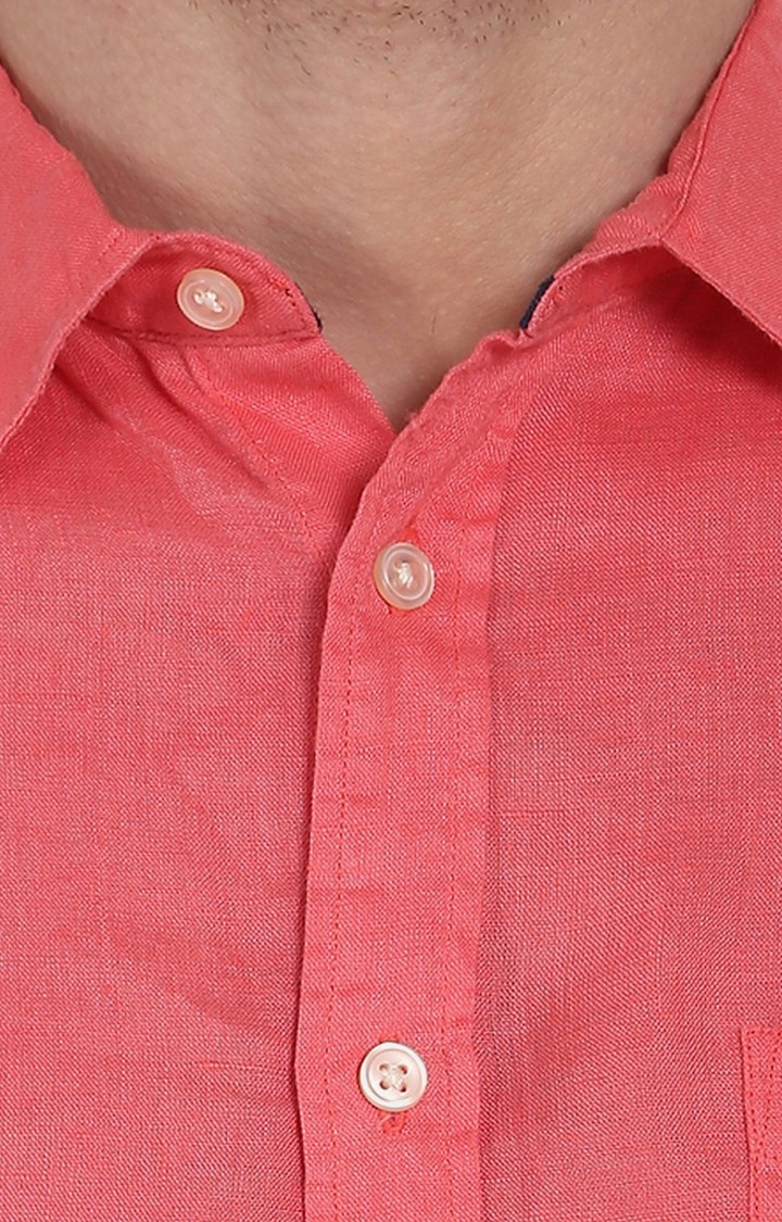 celio | Men's Pink Solid Casual Shirts 4