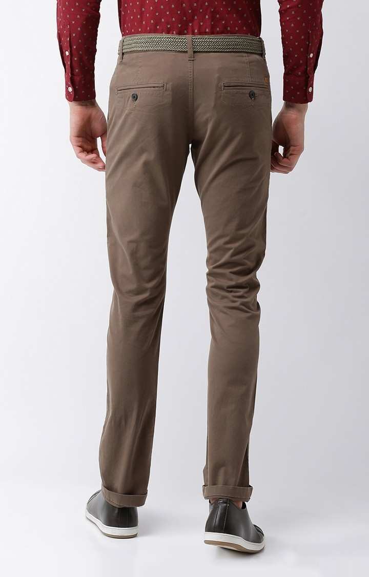 Men's Brown Cotton Blend  Chinos