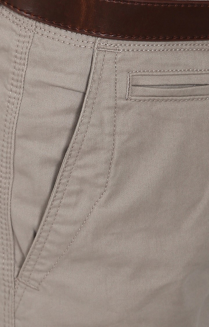 celio | Men's Grey Cotton Solid Chinos 4