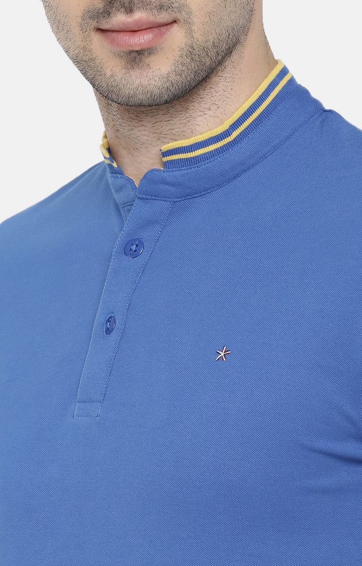 celio | Men's Blue Solid Regular T-Shirts 4