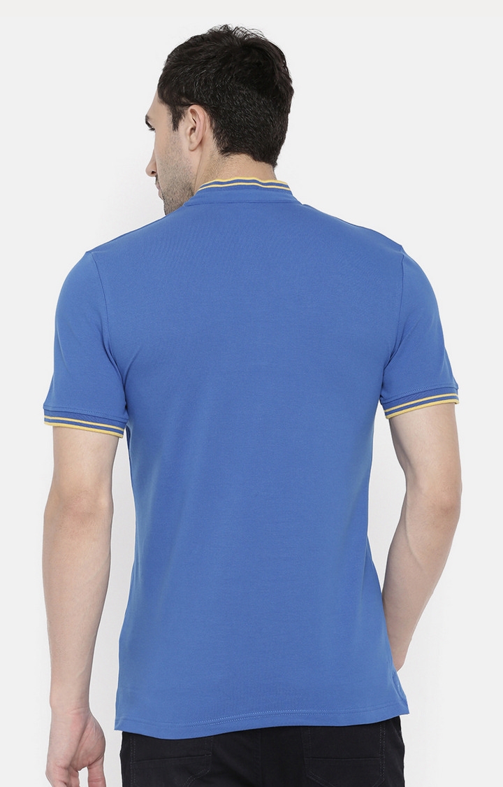 celio | Men's Blue Solid Regular T-Shirts 3