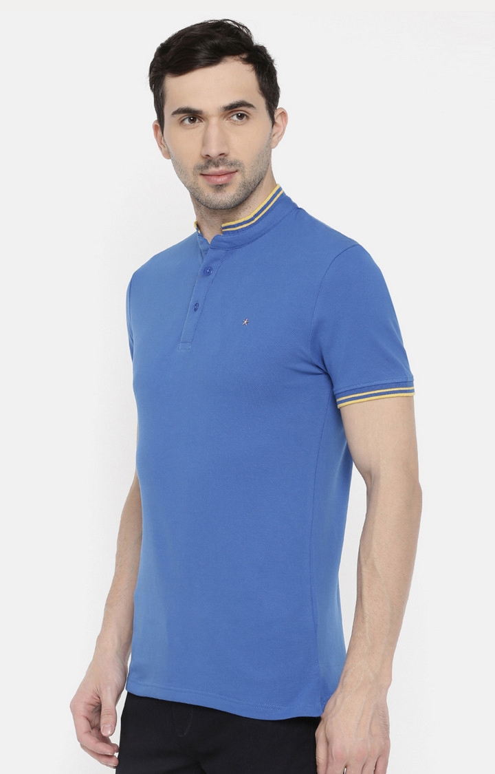 celio | Men's Blue Solid Regular T-Shirts 2