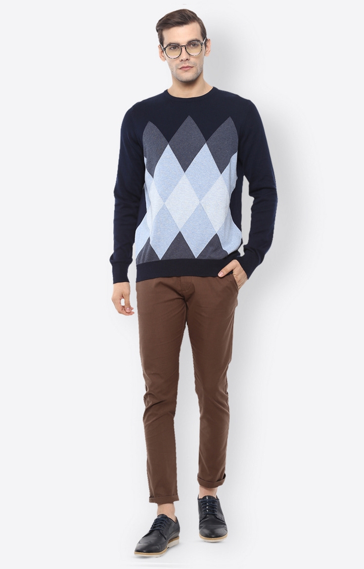 celio | Men's Blue Checked Sweaters 1