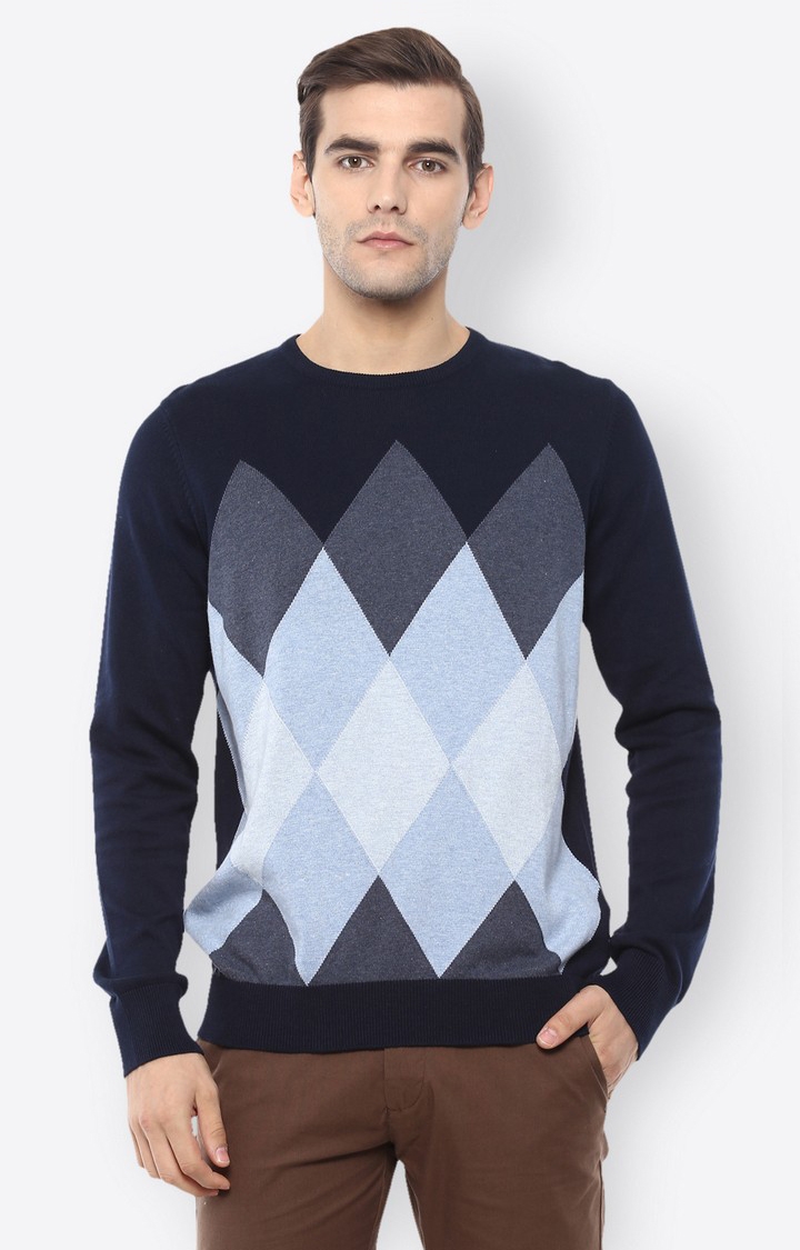 celio | Men's Blue Checked Sweaters 0
