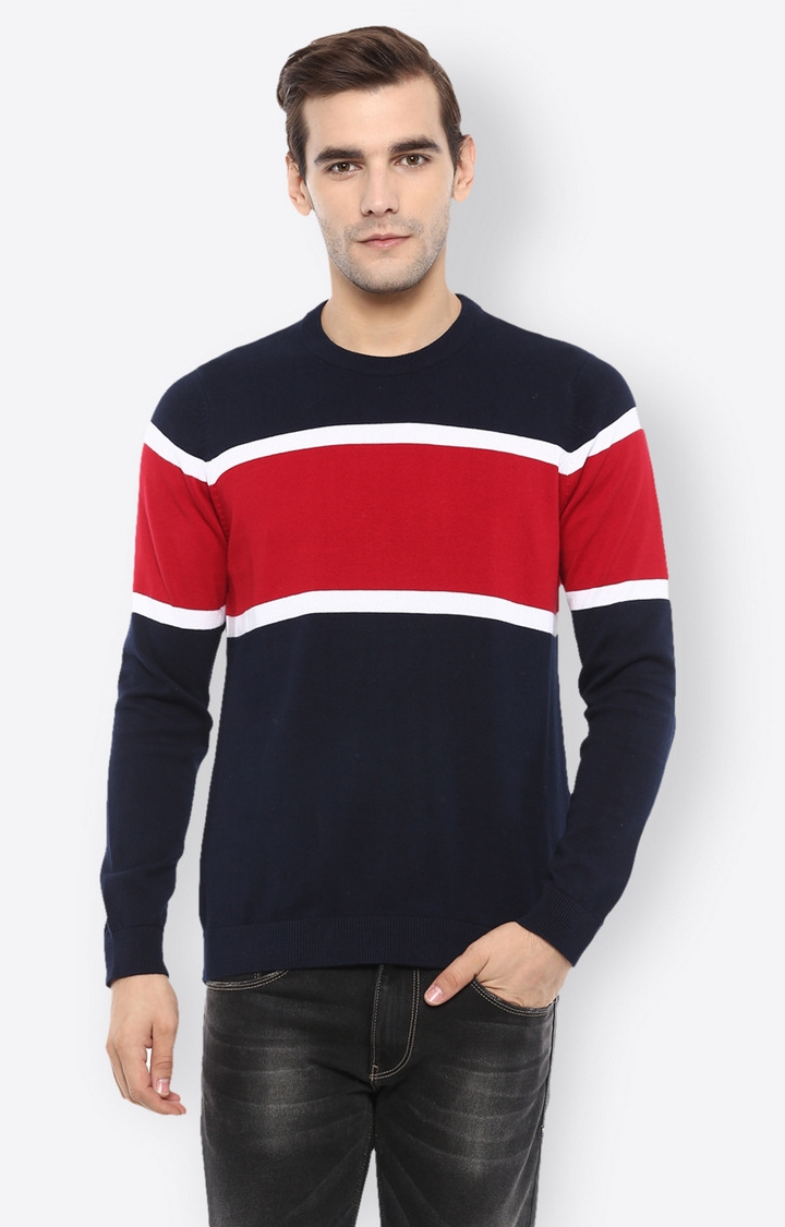 celio | Men's Blue Colourblock Sweaters 0