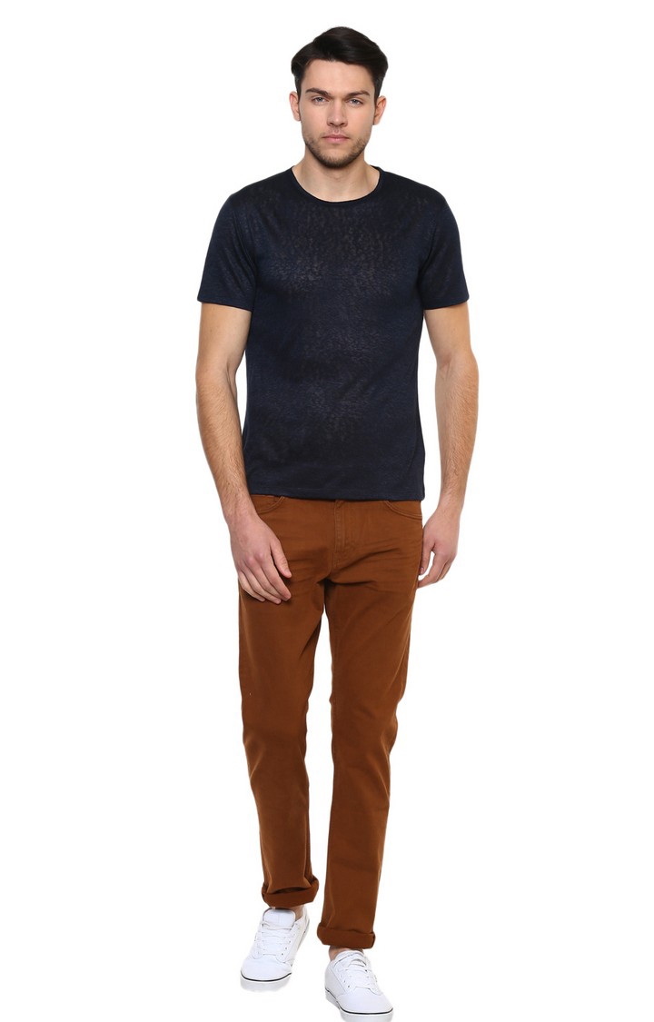 celio | Men's Blue Solid Regular T-Shirts 1