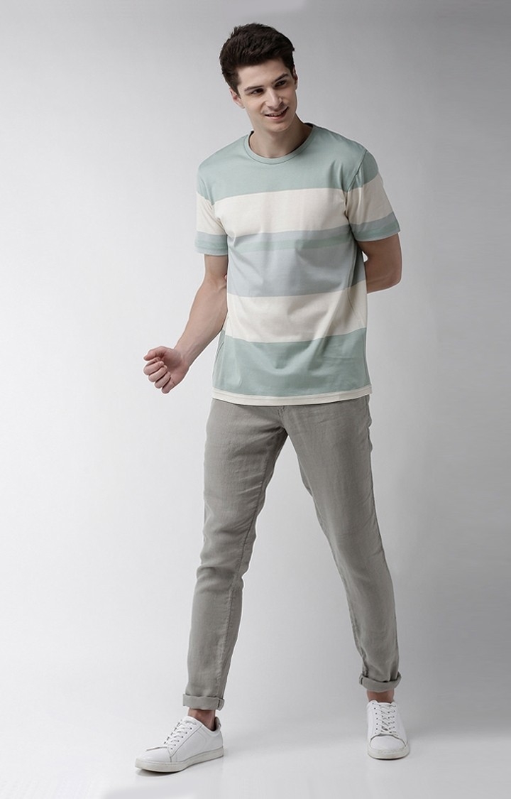 Men's Grey Linen Solid Chinos