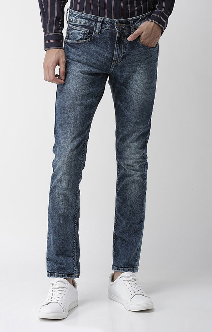 celio | Men's Blue Cotton Solid Straight Jeans 0