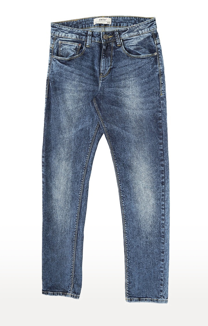 celio | Men's Blue Cotton Solid Straight Jeans 1