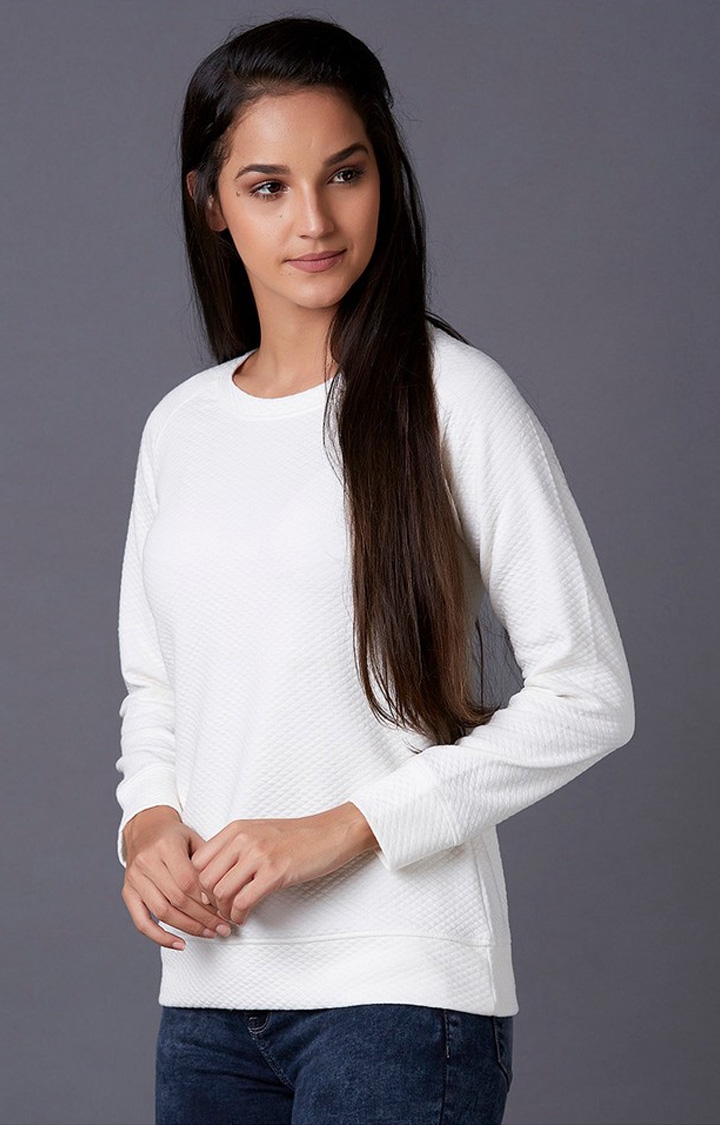 MARCA DISATI | White Textured Sweatshirts 2