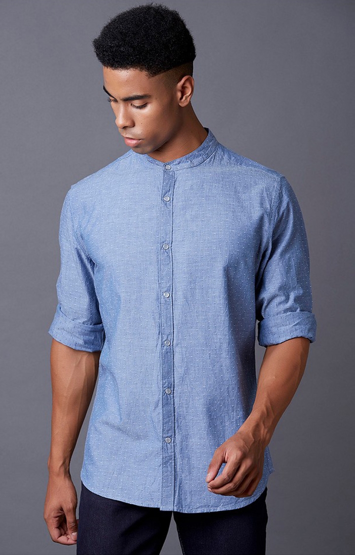 MARCA DISATI | Blue Solid Casual Shirts 0