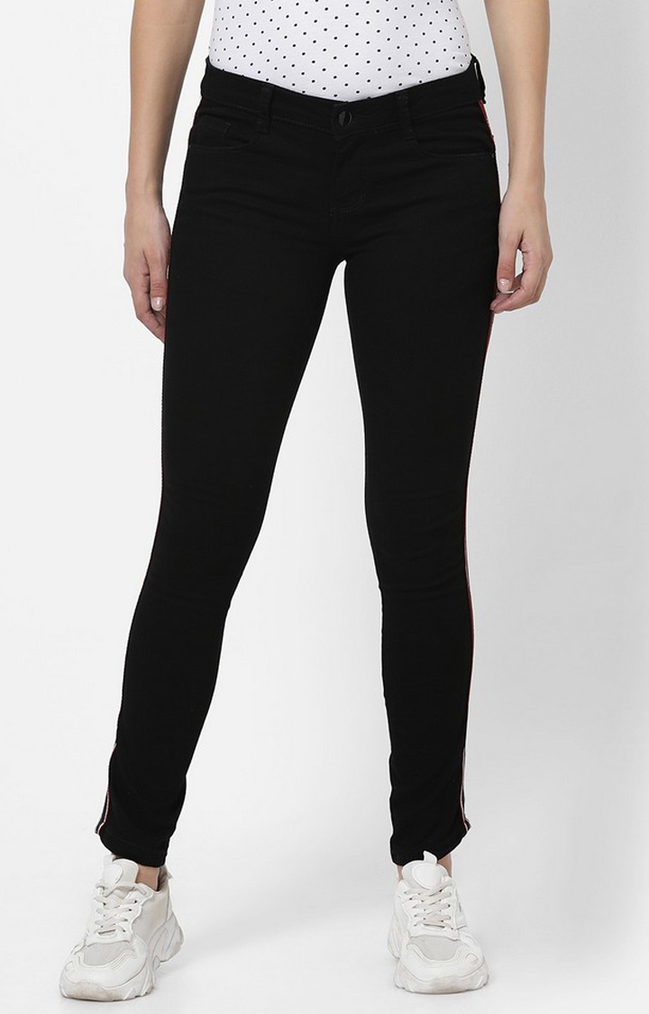 MARCA DISATI | Black Taped Side Ankle Length Jeans 0