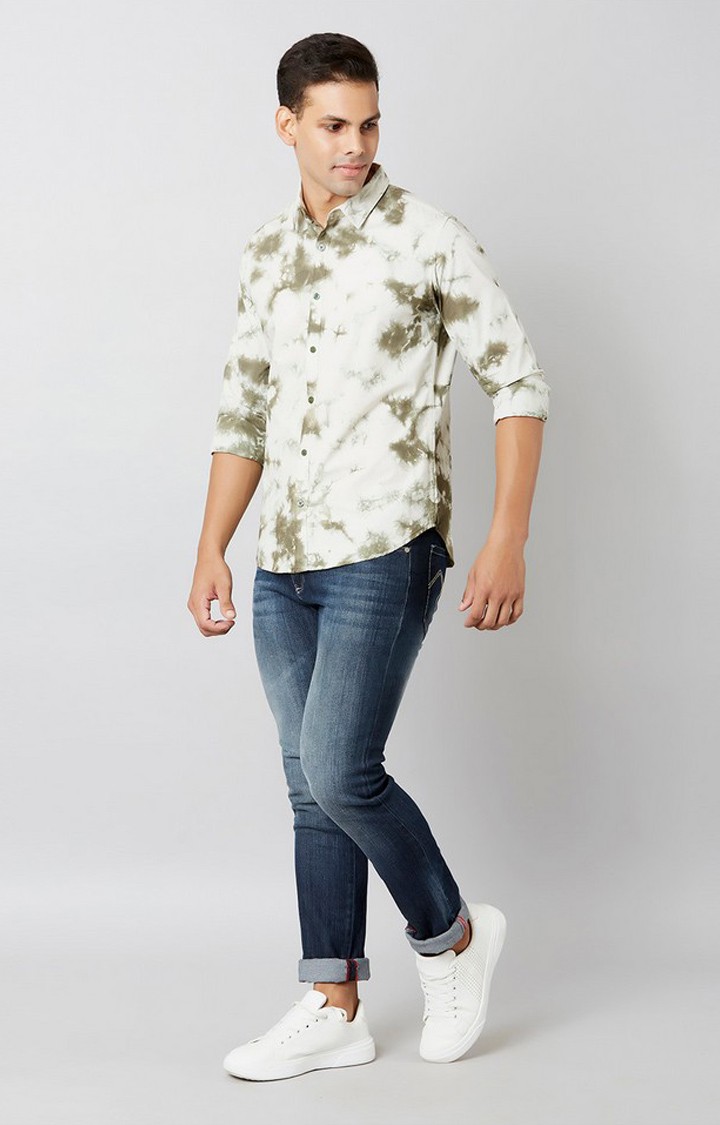 Green Tie Dye Casual Shirts