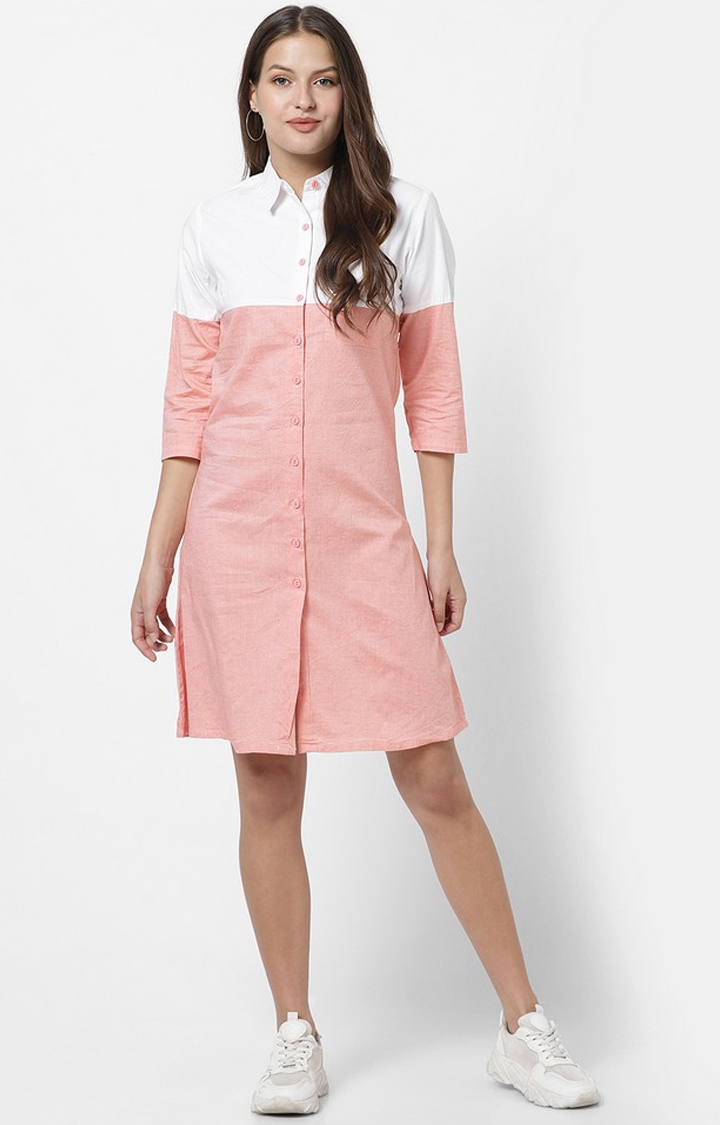 MARCA DISATI | Pink Colourblock Shirt Dress 0