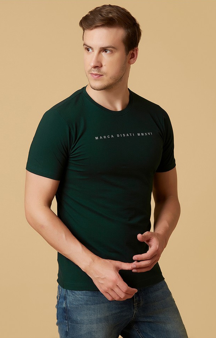MARCA DISATI | Pine Green Solid T-Shirts 4