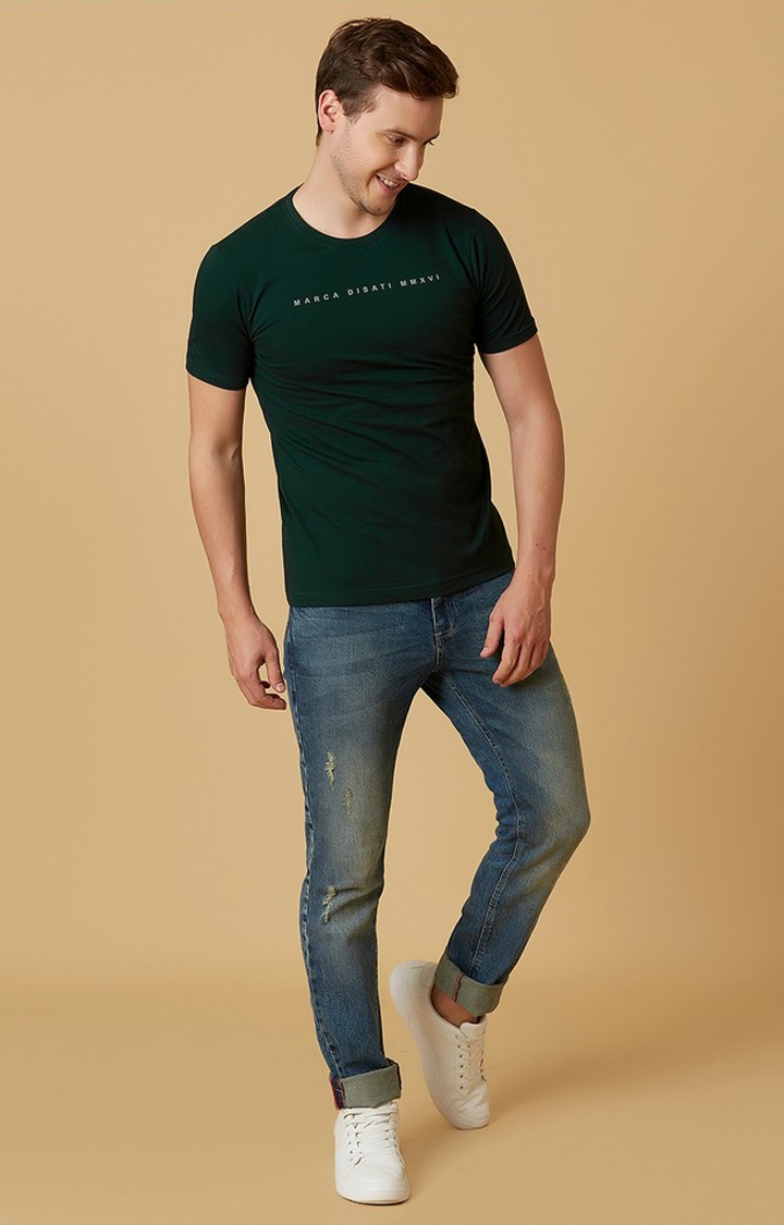 MARCA DISATI | Pine Green Solid T-Shirts 1
