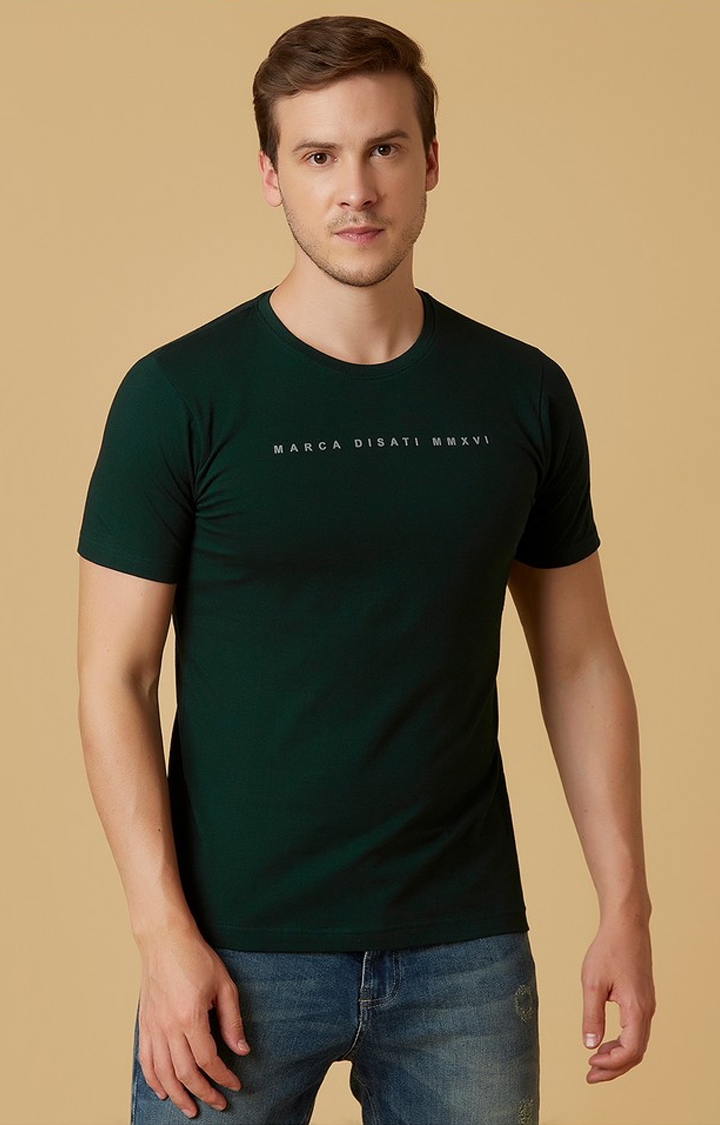 MARCA DISATI | Pine Green Solid T-Shirts 0