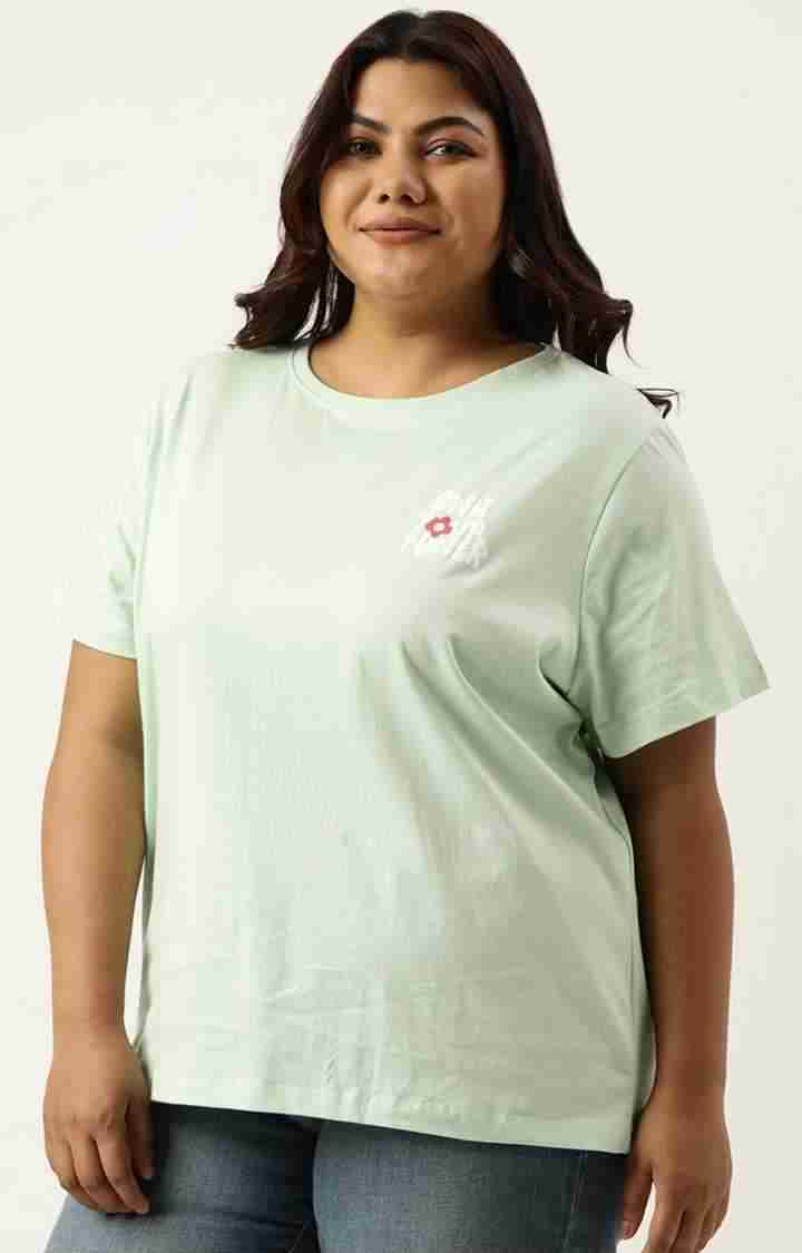 Women's Green Typographic Printed Cotton T-Shirts
