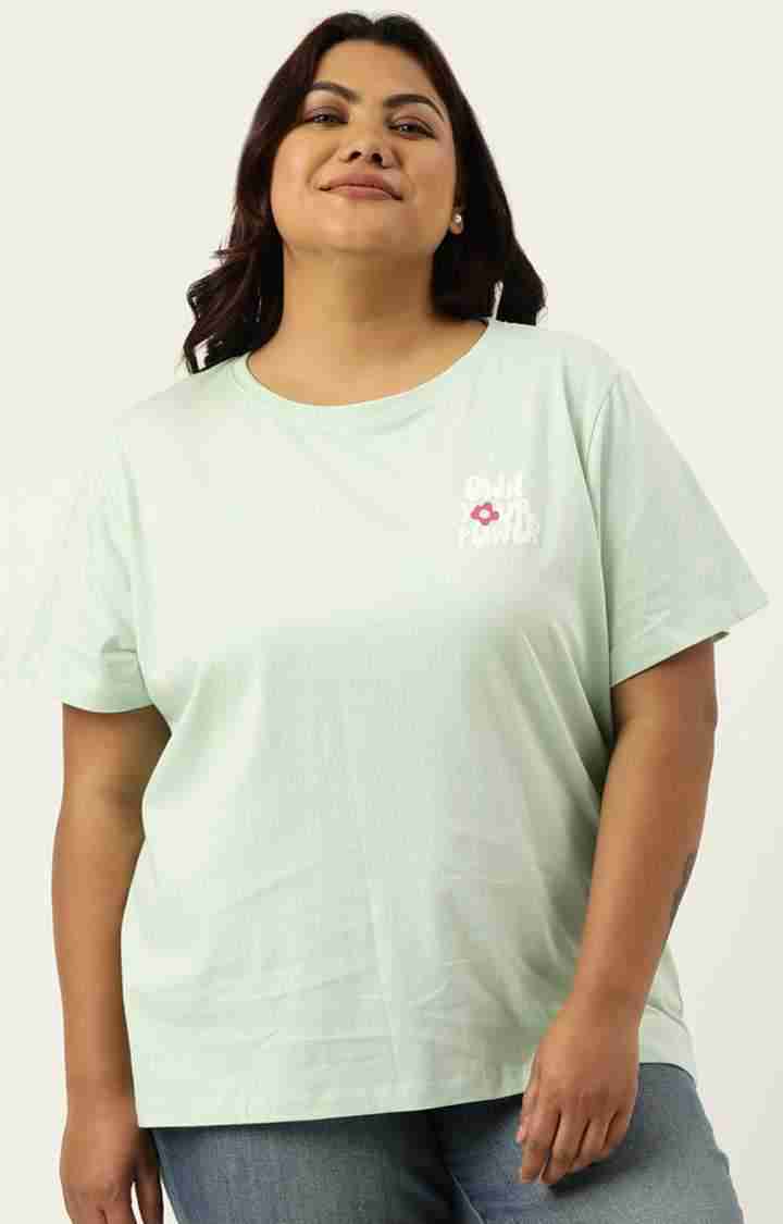 Women's Green Typographic Printed Cotton T-Shirts
