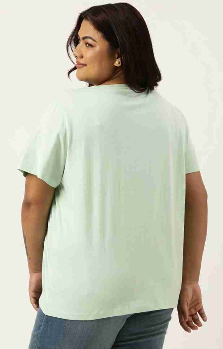 Women's Green Typographic Printed Cotton T-Shirts