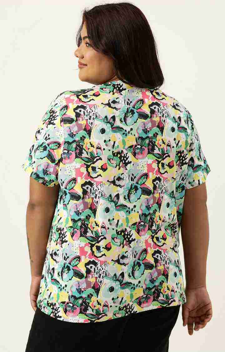 Women's Multicolor Graphics Polyester T-Shirts