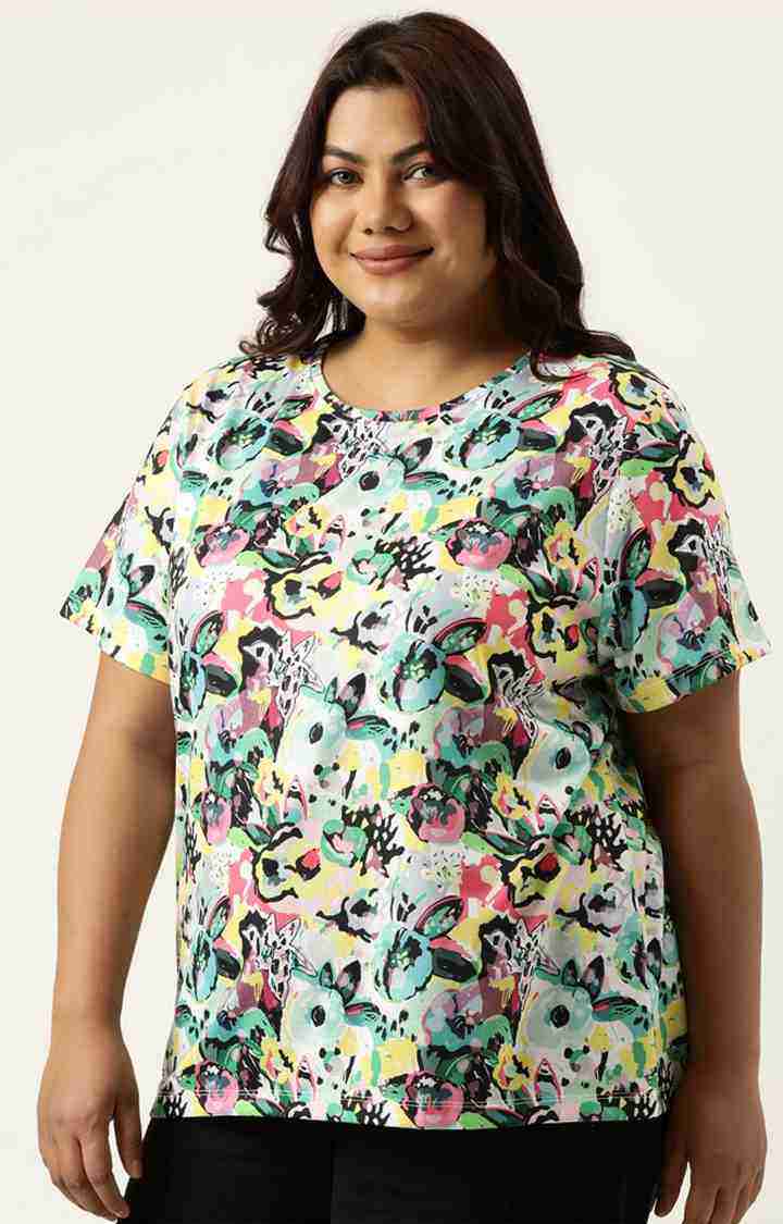 Women's Multicolor Graphics Polyester T-Shirts