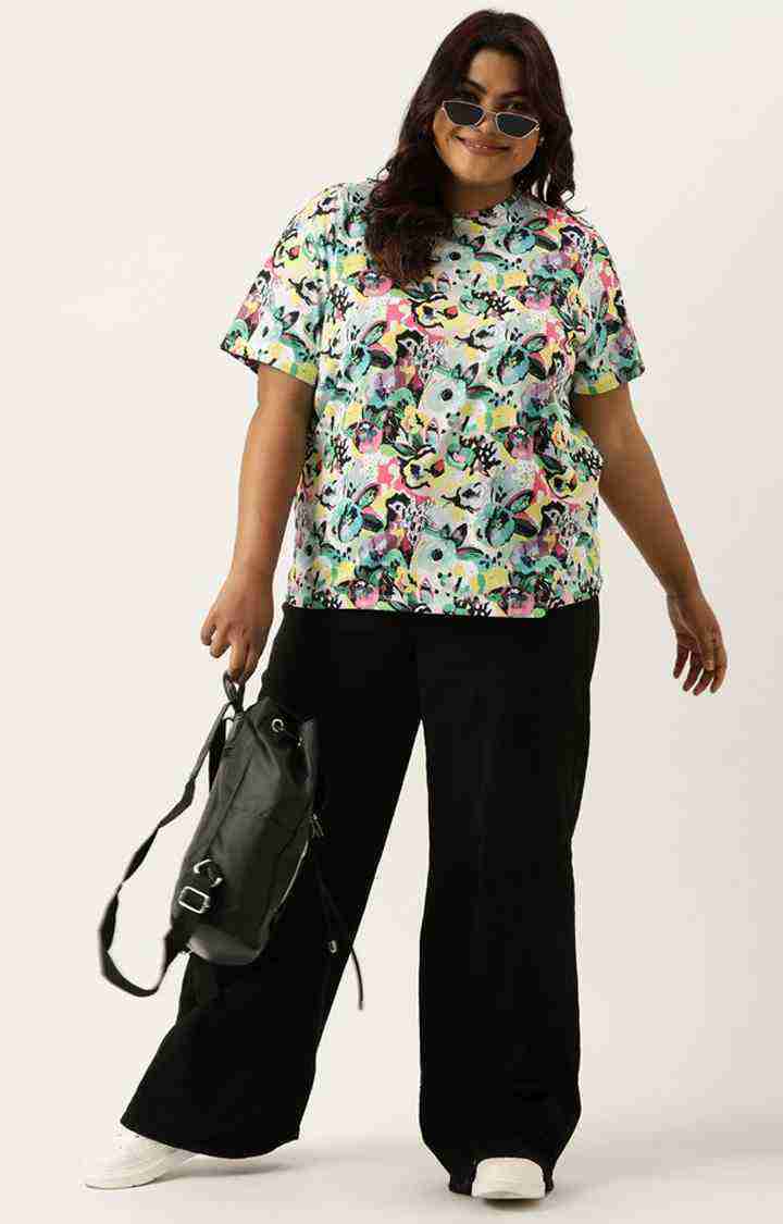 Women's Multicolor Graphics Polyester T-Shirts