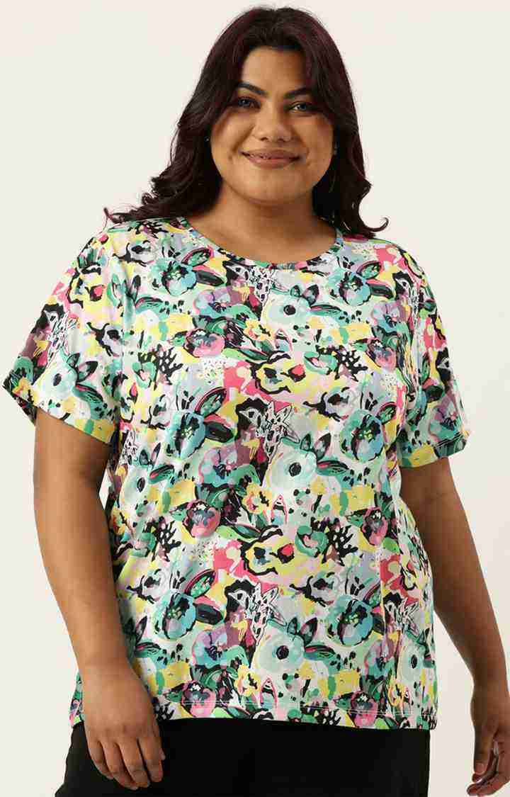 Women's Multicolor Graphics Polyester T-Shirts