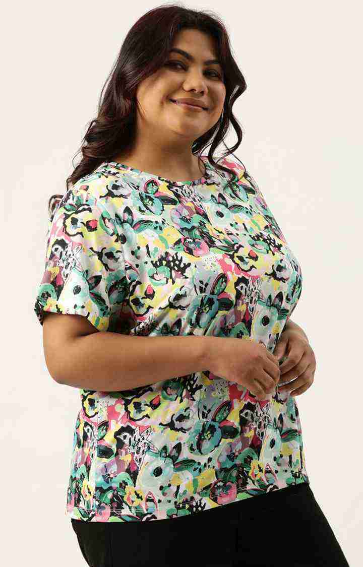 Women's Multicolor Graphics Polyester T-Shirts