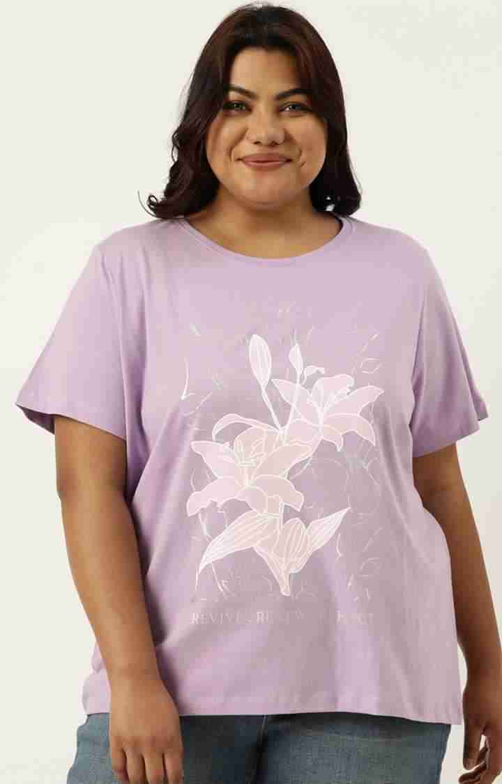 Women's Purple Graphics Cotton T-Shirts