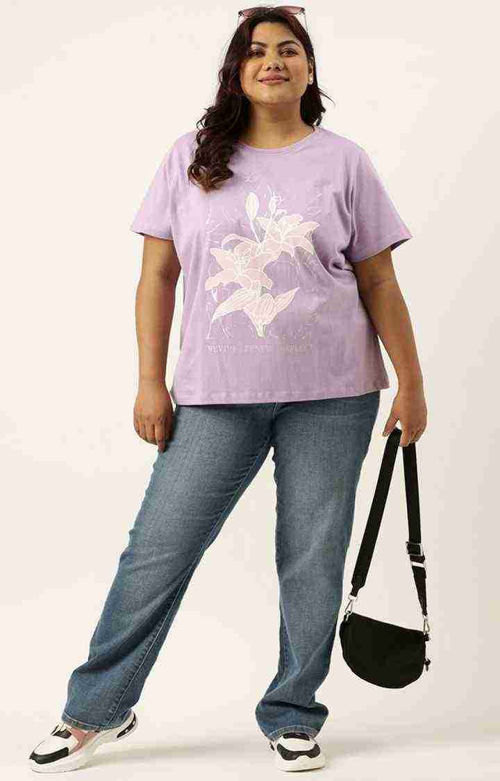 Women's Purple Graphics Cotton T-Shirts
