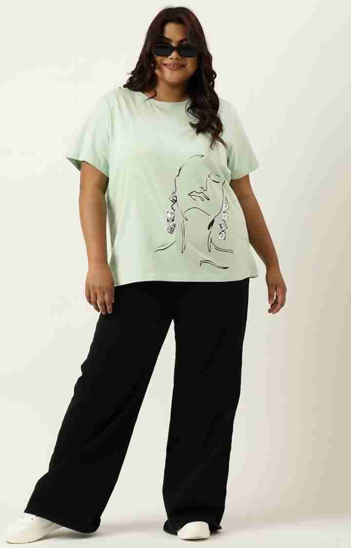 Women's Green Graphics Cotton T-Shirts