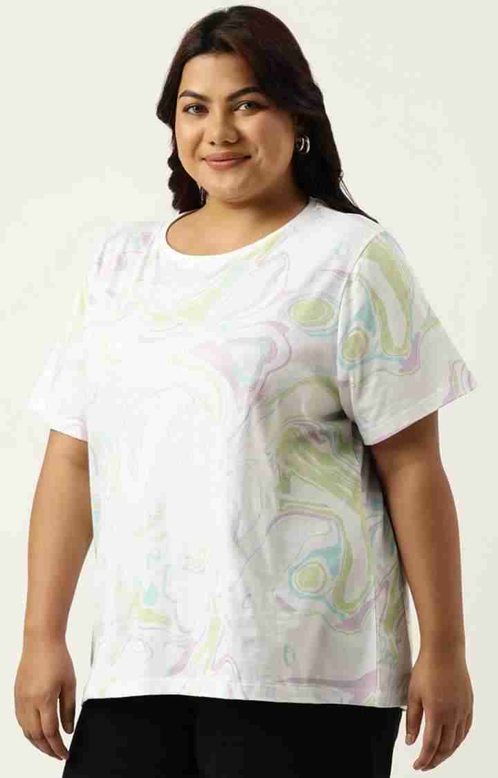 Women's White Graphics Cotton T-Shirts