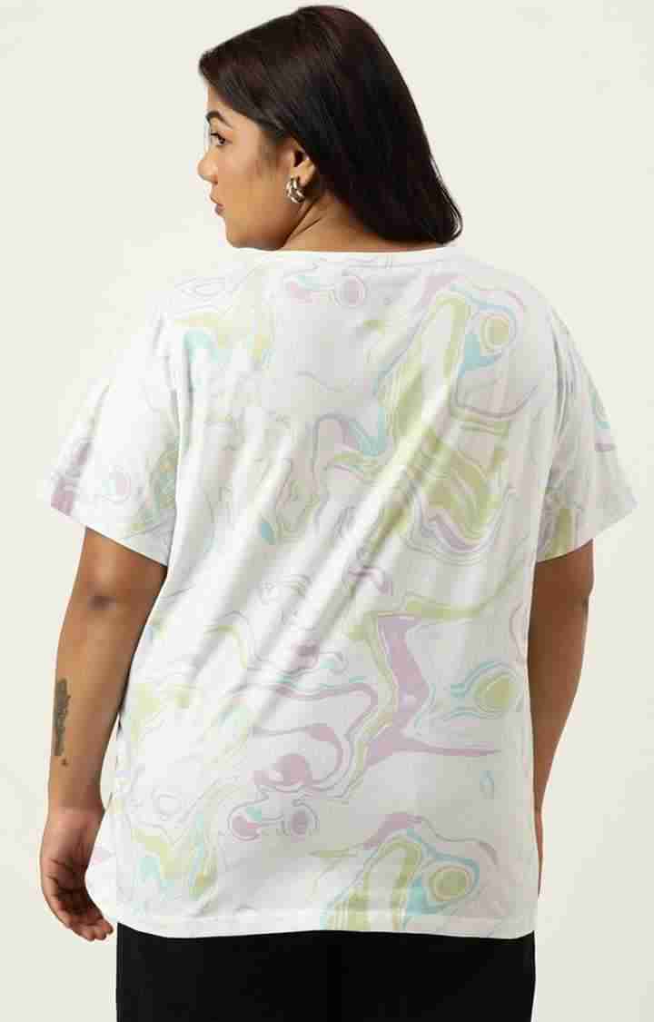 Women's White Graphics Cotton T-Shirts