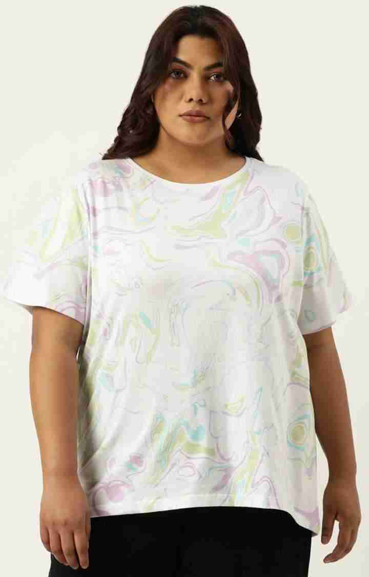Women's White Graphics Cotton T-Shirts