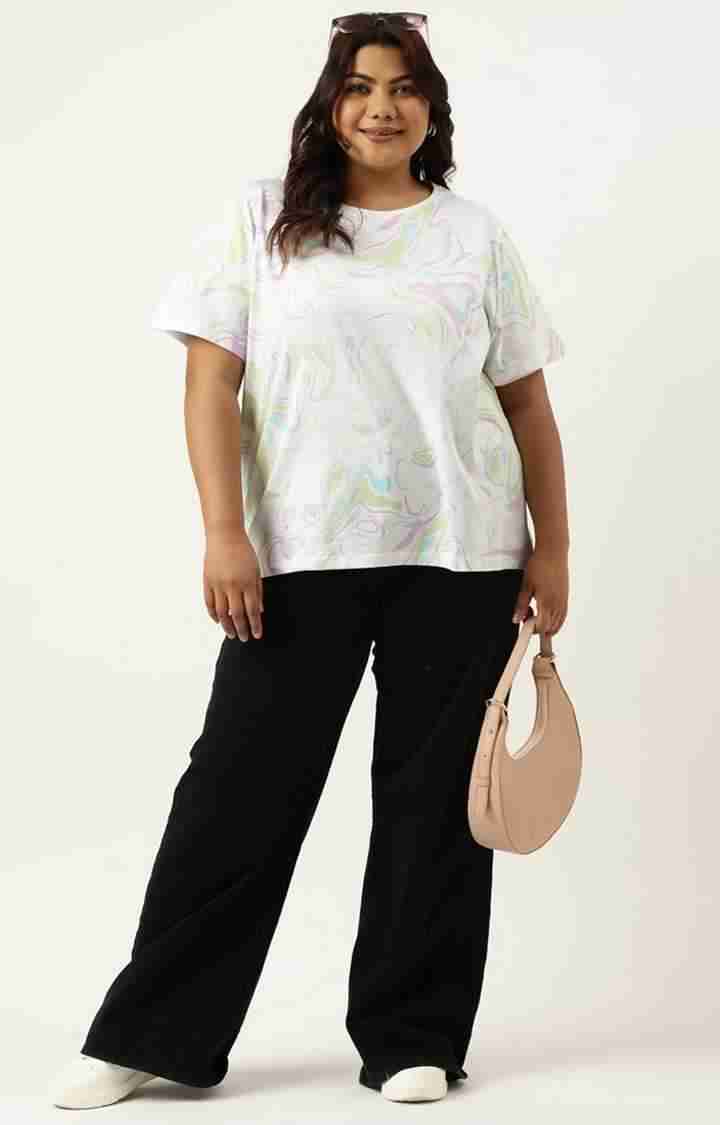 Women's White Graphics Cotton T-Shirts