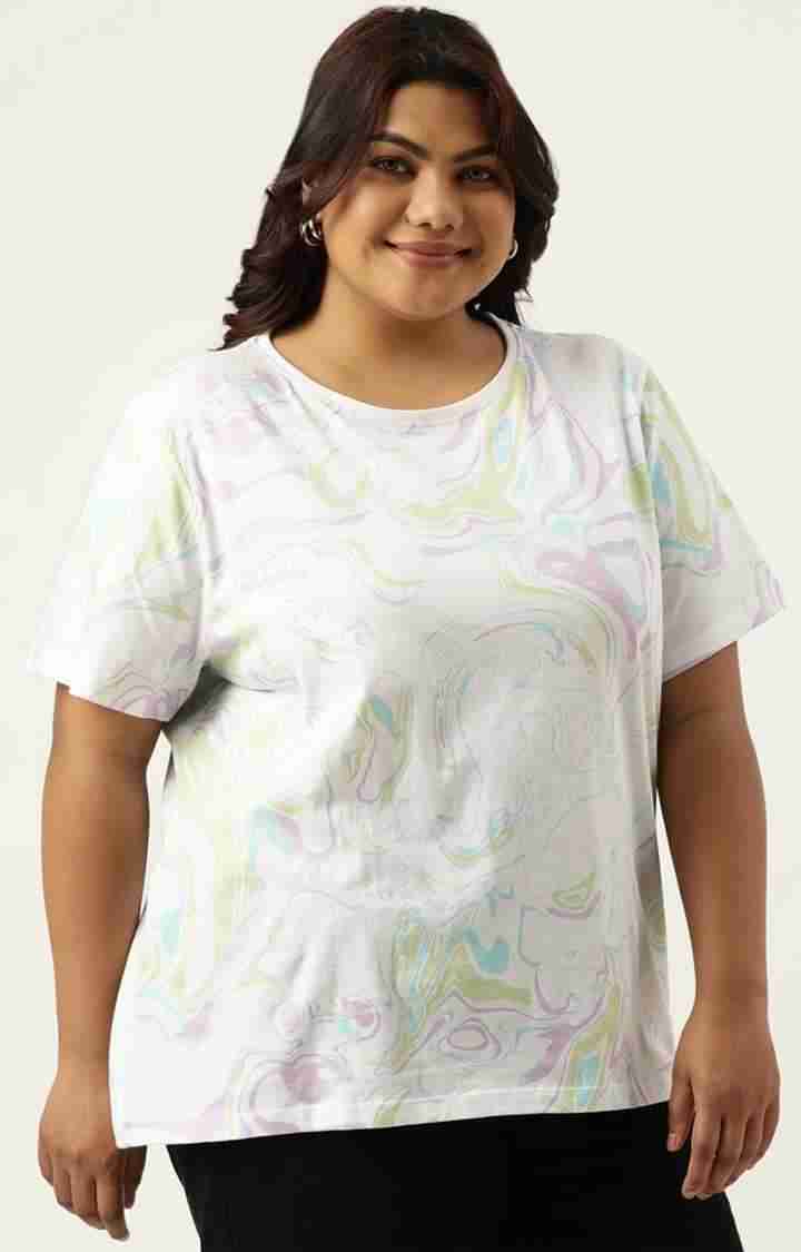 Women's White Graphics Cotton T-Shirts