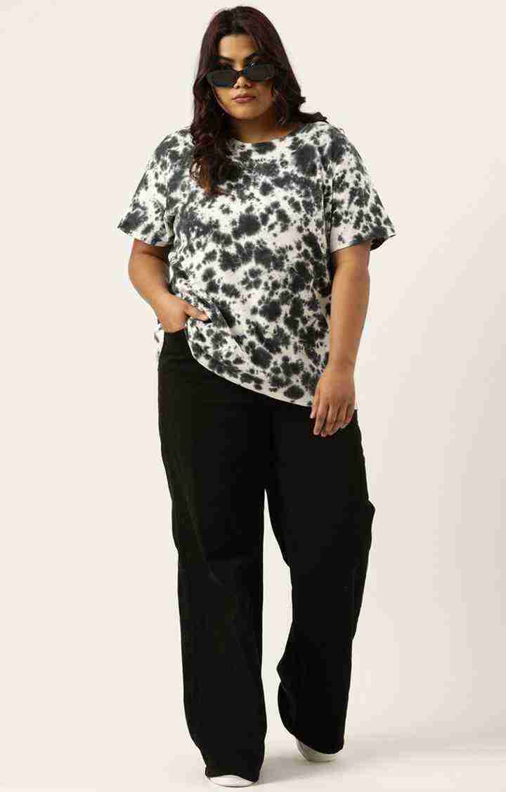 Women's Black Tie Dye Cotton T-Shirts