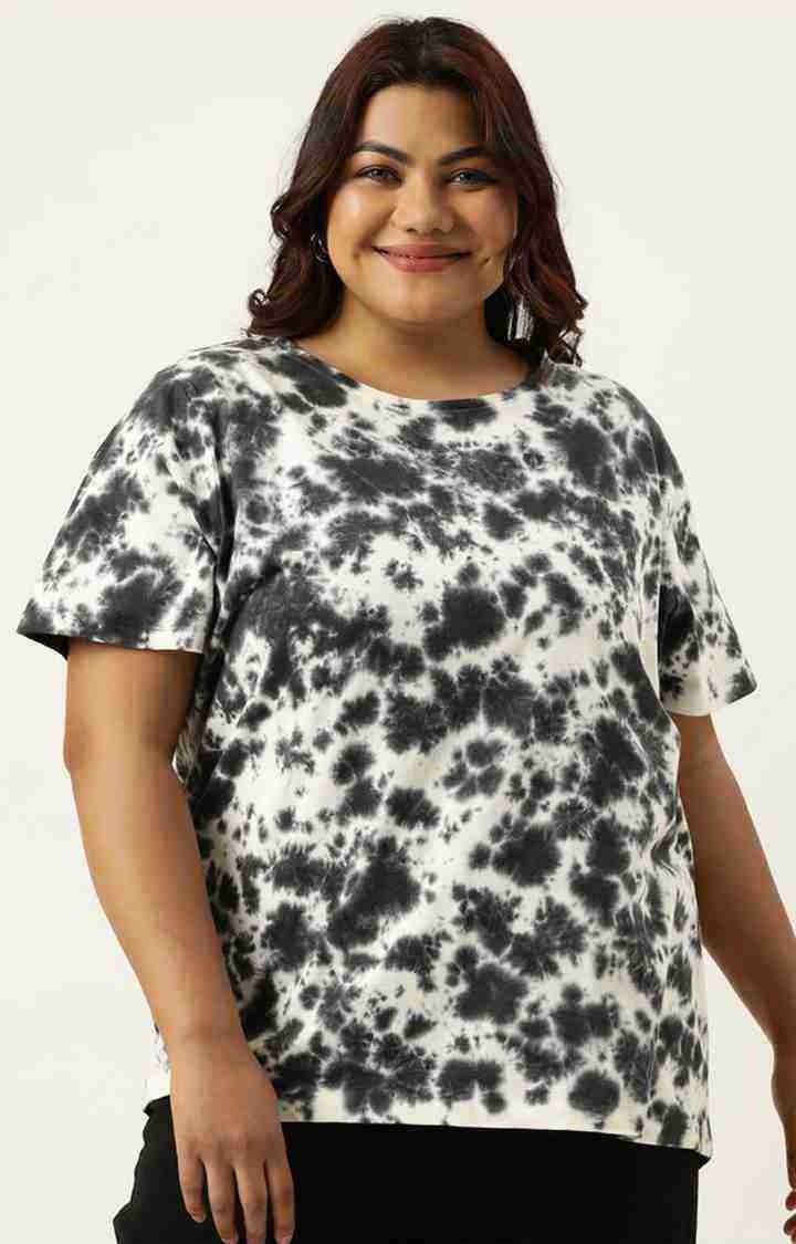 Women's Black Tie Dye Cotton T-Shirts