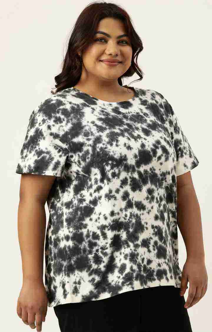 Women's Black Tie Dye Cotton T-Shirts