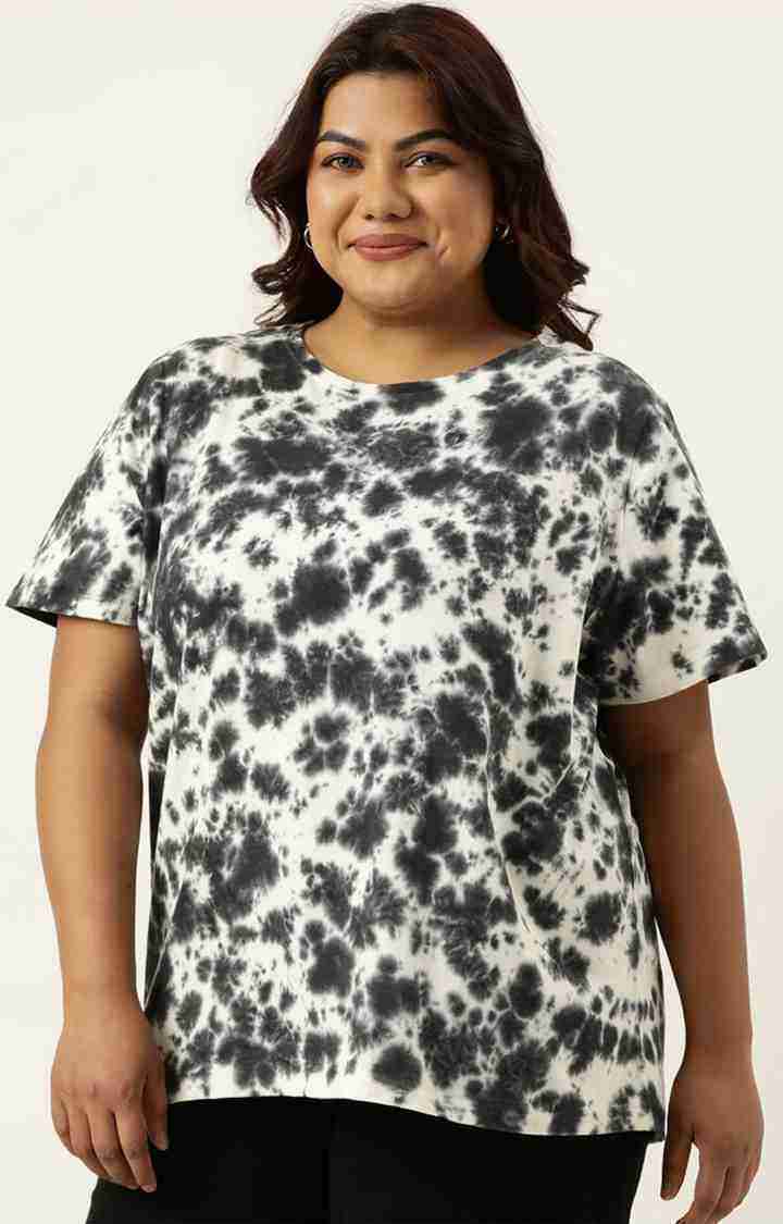 Women's Black Tie Dye Cotton T-Shirts