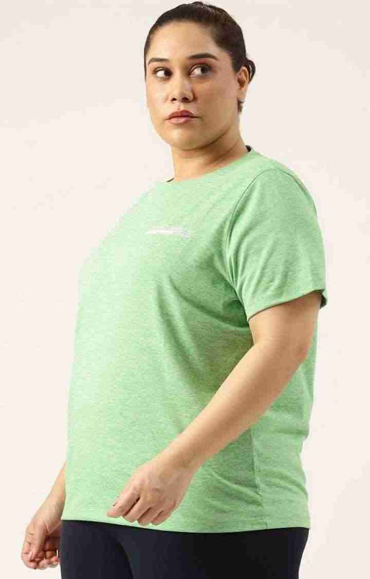 Women's Green Solid Polyester T-Shirts