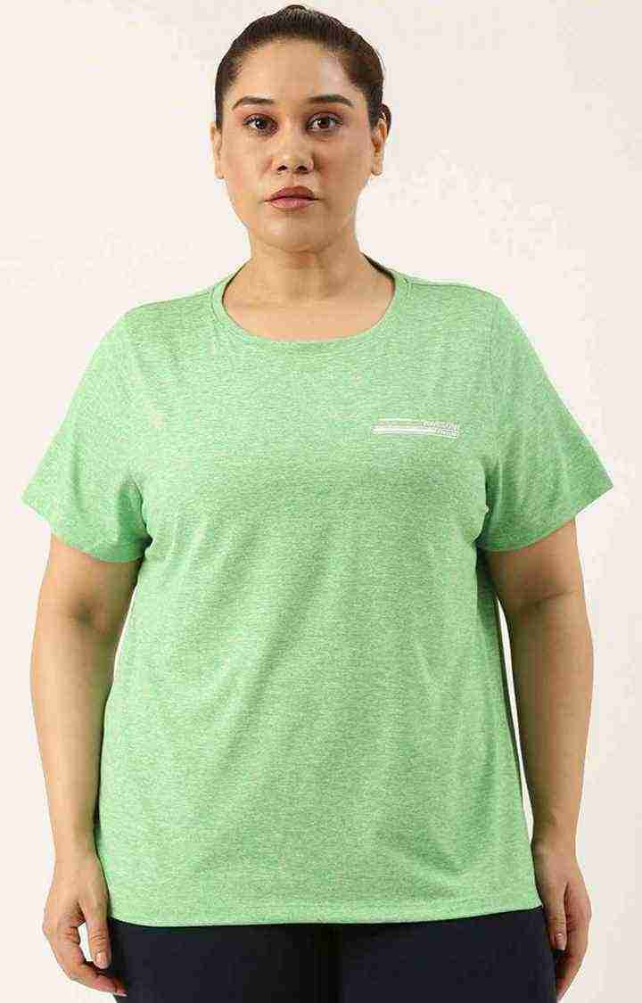 Women's Green Solid Polyester T-Shirts